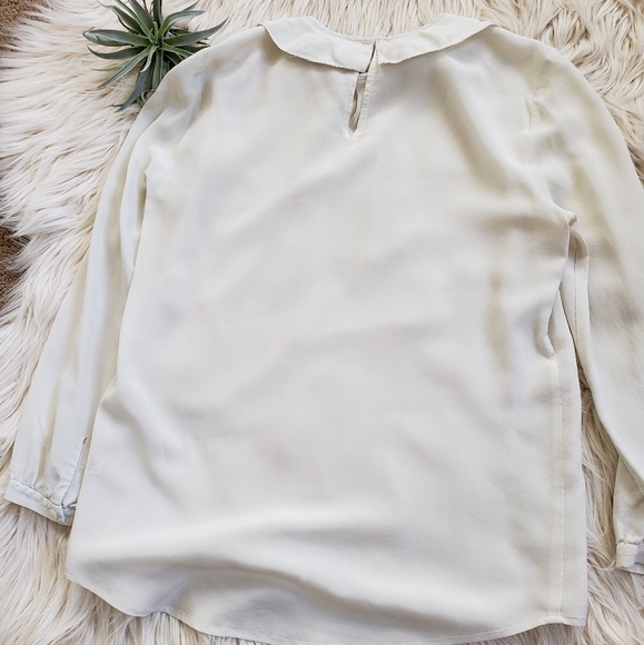 Madewell cream silk peter pan collar top XS - Picture 5 of 6